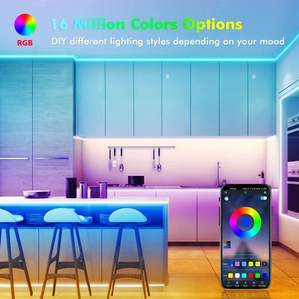 Stornfield | Bande lumineuse LED, 30 m, 15 m, Synchronisation musicale, Bluetooth, 5050, lumière ambiante RGB avec télécommande