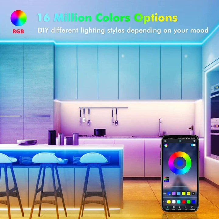 Stornfield | Bande lumineuse LED, 30 m, 15 m, Synchronisation musicale, Bluetooth, 5050, lumière ambiante RGB avec télécommande