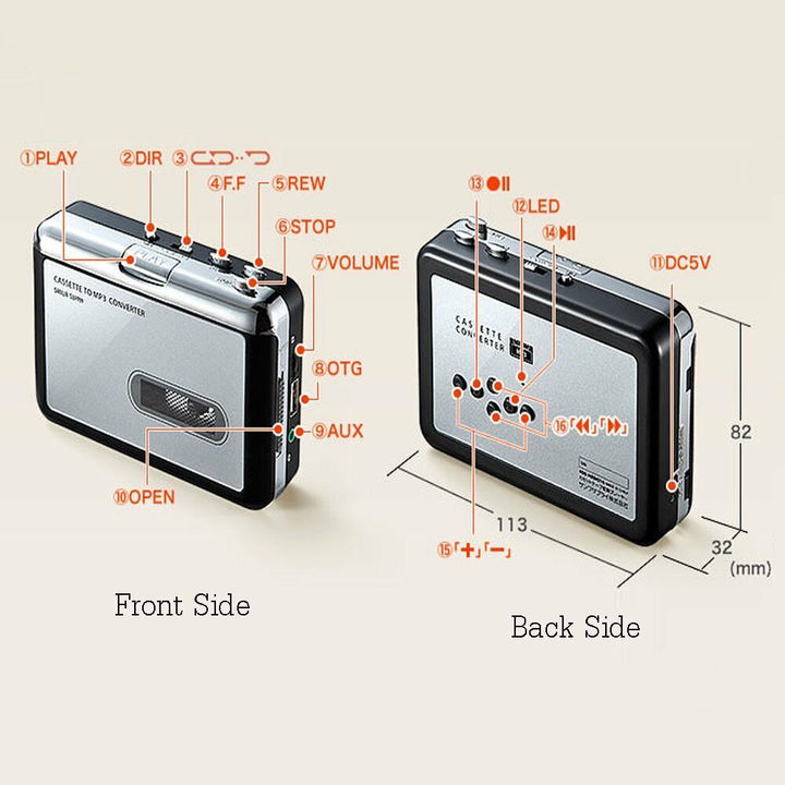 Stornfield | Cassette-to-MP3 Converter - Record to USB Stick - Music Player