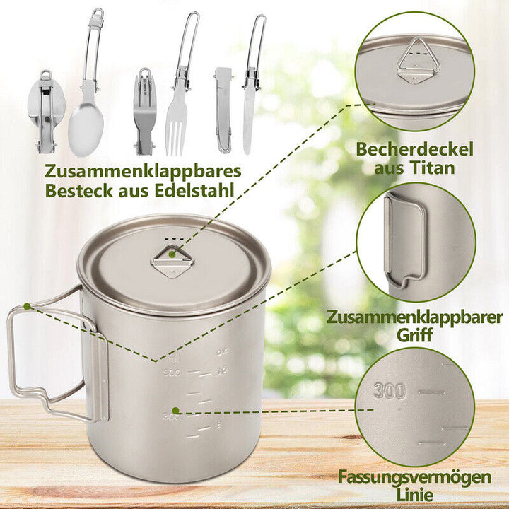 Titan Cup Set with Cutlery Forks & Spoons Camping Cups | Stornfield