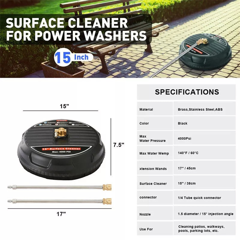 15 INCH SURFACE CLEANER PRESSURE WASHER - EASY INSTANT SETUP Stornfield