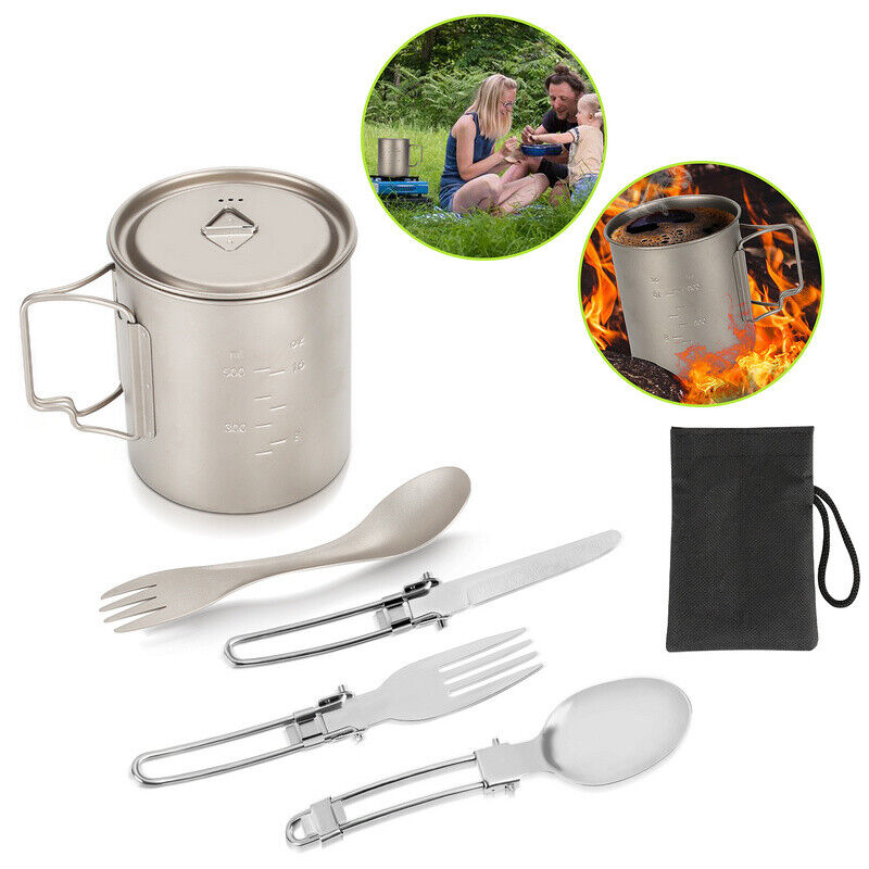 Titan Cup Set with Cutlery Forks & Spoons Camping Cups | Stornfield