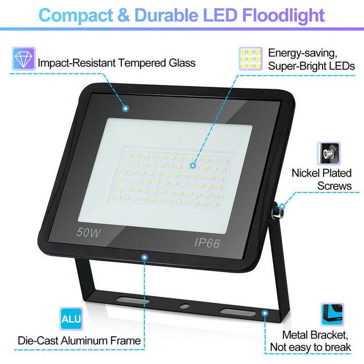 LED Floodlight with Tripod Construction Light 2X50W Cool White | Stornfield