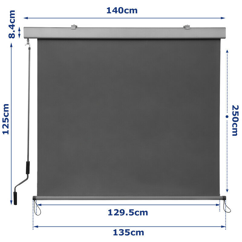 Vertical awning sun protection outdoor roller blind anthracite 2.5M*1.4M | Stornfield