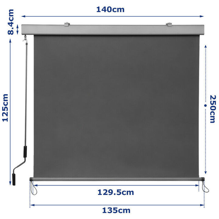 Vertical awning sun protection outdoor roller blind anthracite 2.5M*1.4M | Stornfield