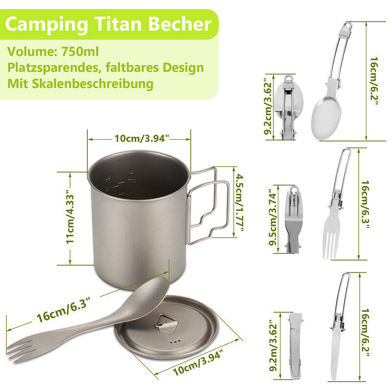 Titan Cup Set with Cutlery Forks & Spoons Camping Cups | Stornfield