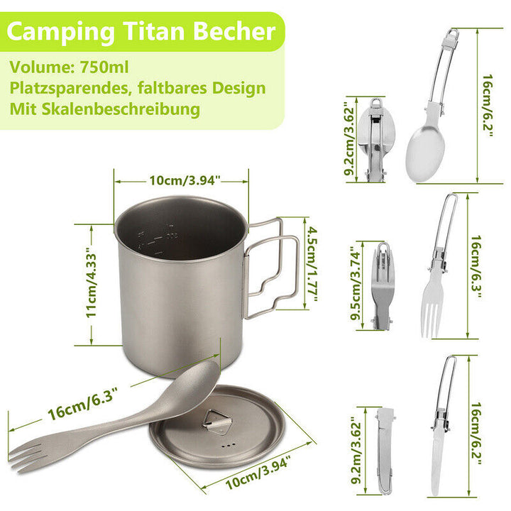 Titan Cup Set with Cutlery Forks & Spoons Camping Cups | Stornfield