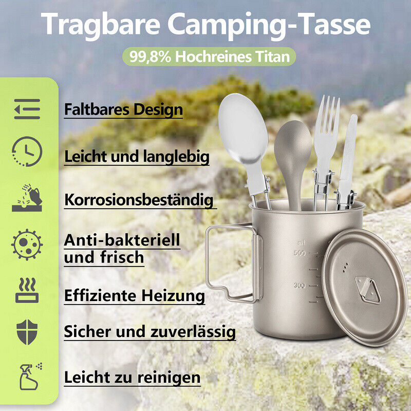 Titan Cup Set with Cutlery Forks & Spoons Camping Cups | Stornfield