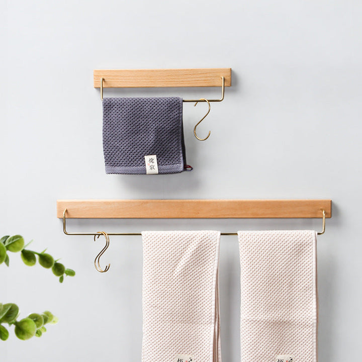 Wooden & Brass Towel Rack for Easy Wall Mounting | Stornfield