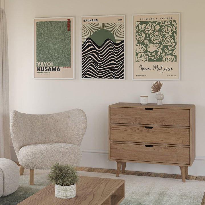 Stornfield | Sage Green Matisse Yayoi Kusama Exhibition Poster