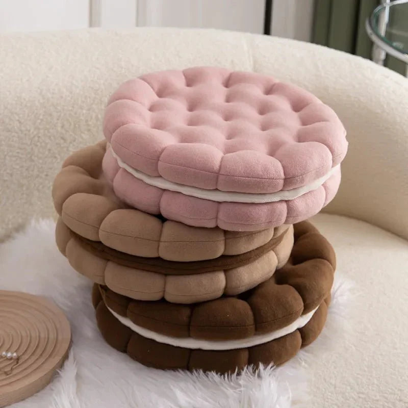 Sandwich Biscuit Sofa Cushion Round Cotton Woven Design | Stornfield