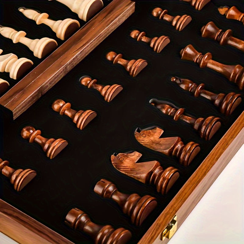 Wooden chess set foldable with chess pieces | Stornfield