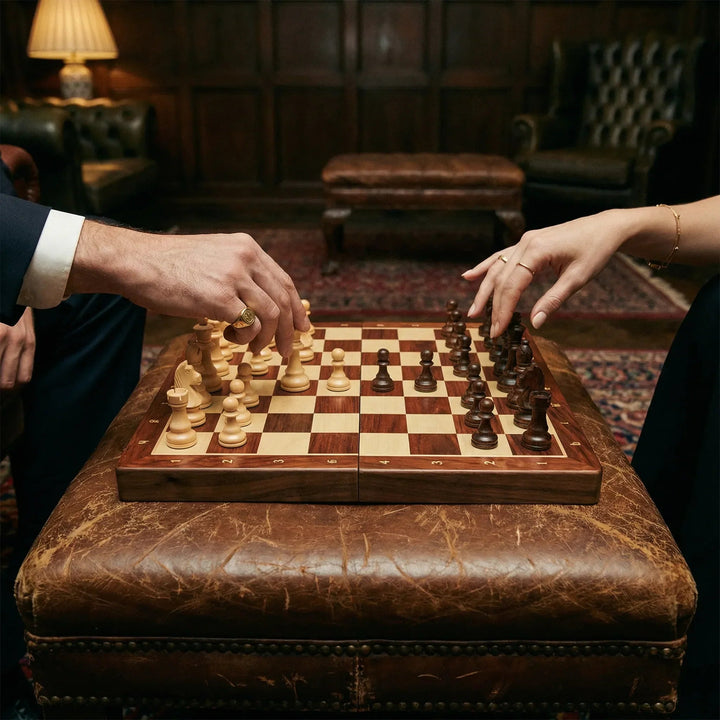 Wooden chess set foldable with chess pieces | Stornfield