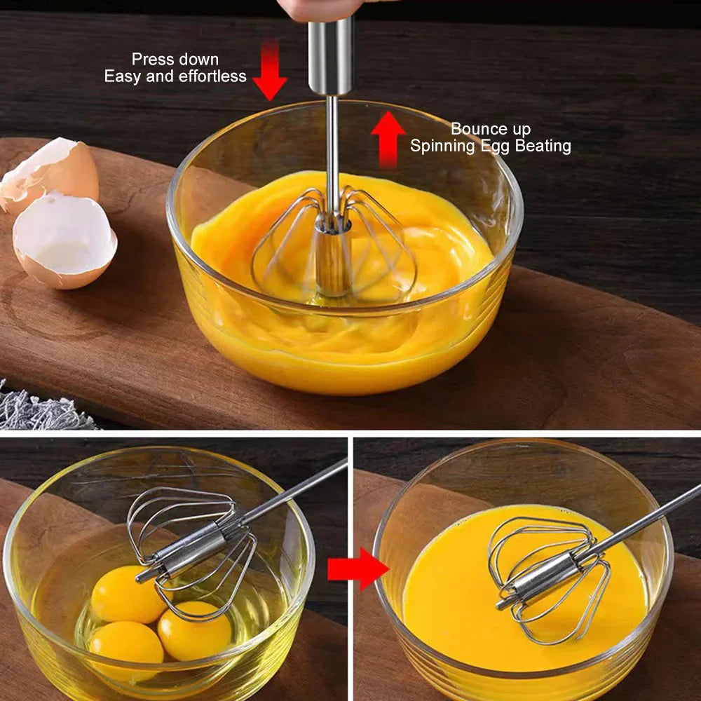 Semi-automatic Egg Beater Stainless Steel Whisk Press Type Egg Beater | Stornfield