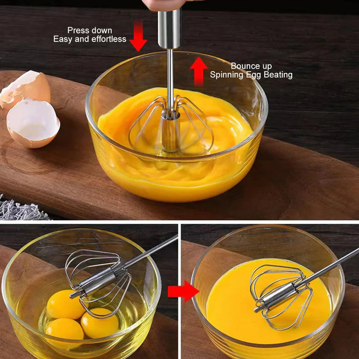 Semi-automatic Egg Beater Stainless Steel Whisk Press Type Egg Beater | Stornfield