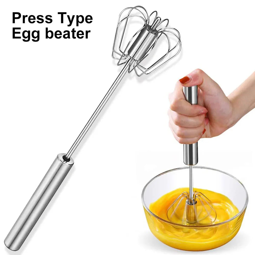 Semi-automatic Egg Beater Stainless Steel Whisk Press Type Egg Beater | Stornfield