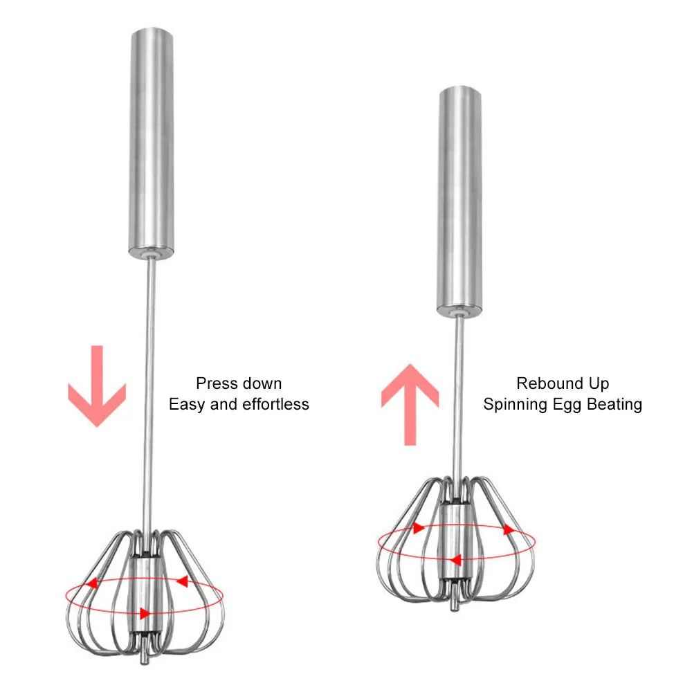 Semi-automatic Egg Beater Stainless Steel Whisk Press Type Egg Beater | Stornfield