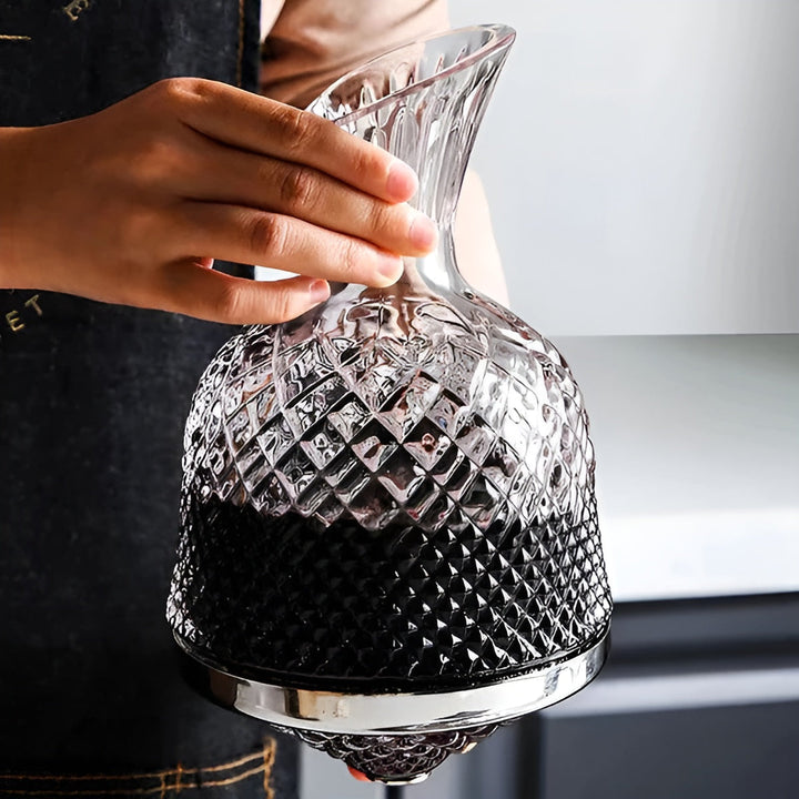 Crystal Glass Carafe – 360° RotataStornfielde and Elegant | 1.5 L Wine and Beverage Dispenser | Stornfield