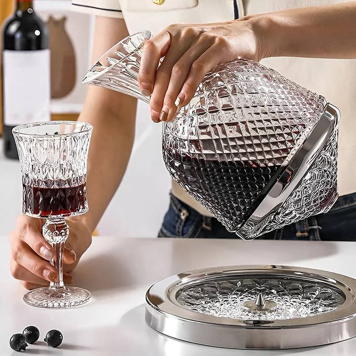 Crystal Glass Carafe – 360° RotataStornfielde and Elegant | 1.5 L Wine and Beverage Dispenser | Stornfield