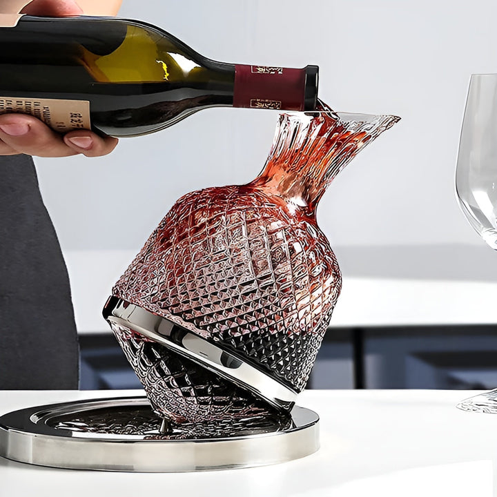 Crystal Glass Carafe – 360° RotataStornfielde and Elegant | 1.5 L Wine and Beverage Dispenser | Stornfield