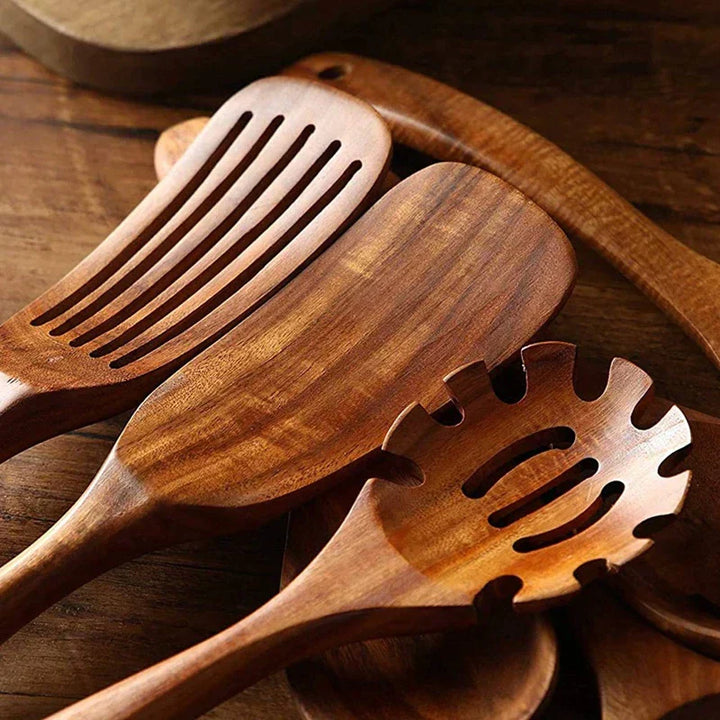 Sustainable Teak Wood Kitchen Utensils Set - Eco-Friendly Cooking Accessories | Stornfield