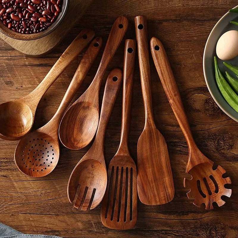 Sustainable Teak Wood Kitchen Utensils Set - Eco-Friendly Cooking Accessories | Stornfield