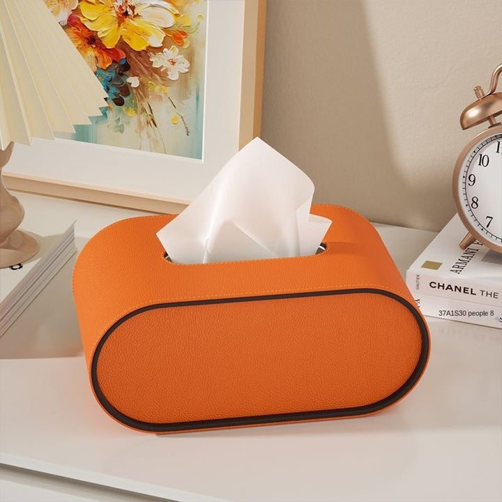 TissuLuxe Oval – Leather Tissue Box Cover for Living Room, Car & Office | Stornfield