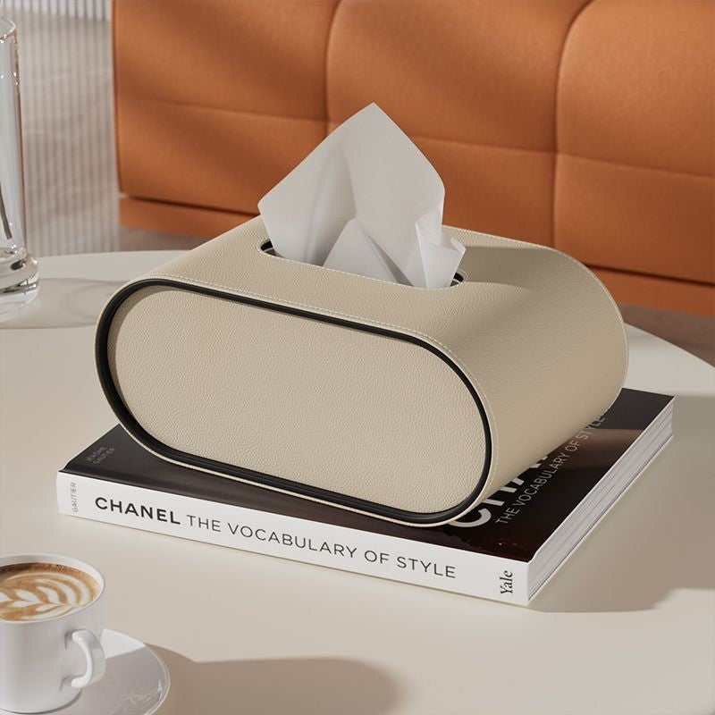 TissuLuxe Oval – Leather Tissue Box Cover for Living Room, Car & Office | Stornfield