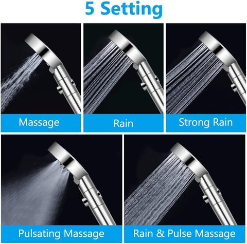 Stornfield | 5-Mode Shower Head for Low Pressure | Stop Button for Easy Water Control