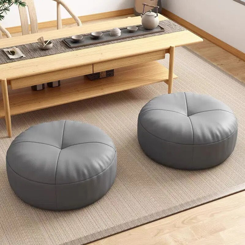 Zen Cushion – Round Japanese Sitting Cushion made of Nappa Leather in Tatami Style | Stornfield