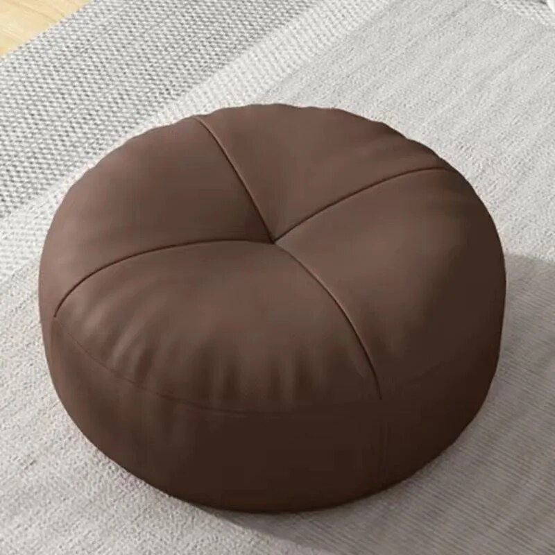 Zen Cushion – Round Japanese Sitting Cushion made of Nappa Leather in Tatami Style | Stornfield