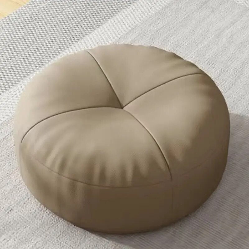Zen Cushion – Round Japanese Sitting Cushion made of Nappa Leather in Tatami Style | Stornfield
