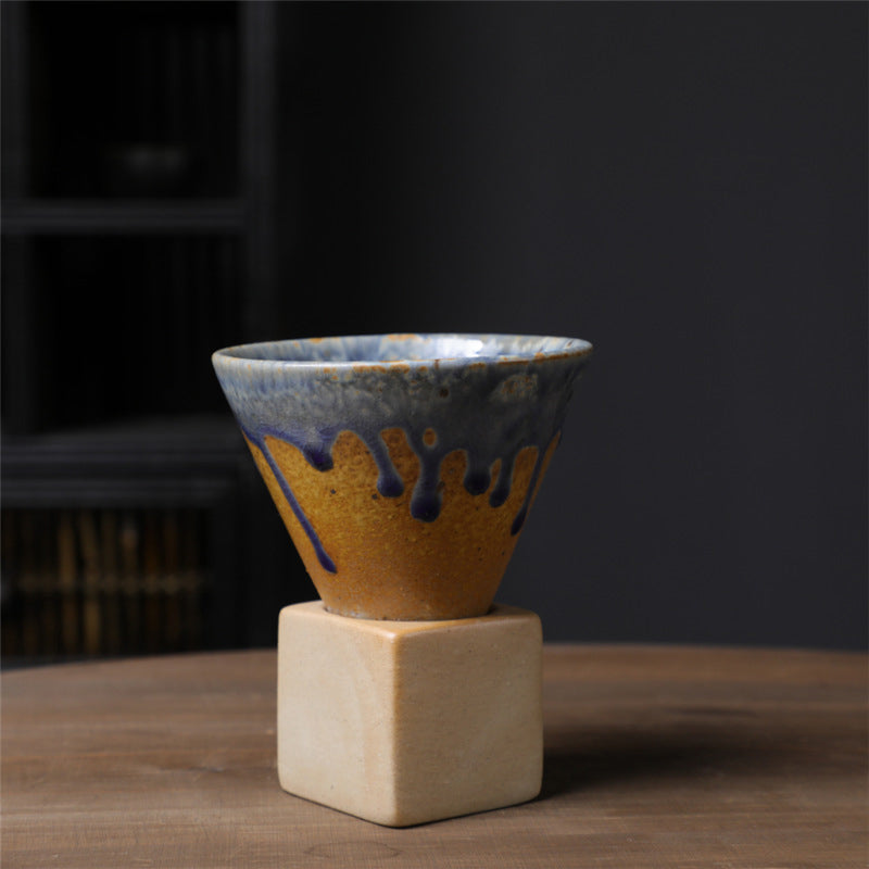 Coarse Pottery Coffee Mug with Conical Seam Base Cup & Base Set | Stornfield