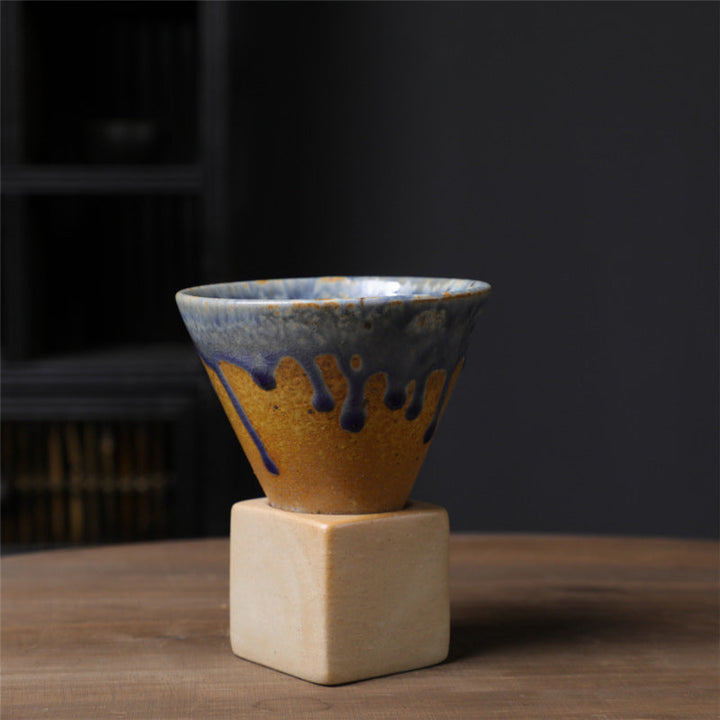 Coarse Pottery Coffee Mug with Conical Seam Base Cup & Base Set | Stornfield