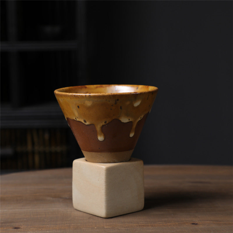 Coarse Pottery Coffee Mug with Conical Seam Base Cup & Base Set | Stornfield