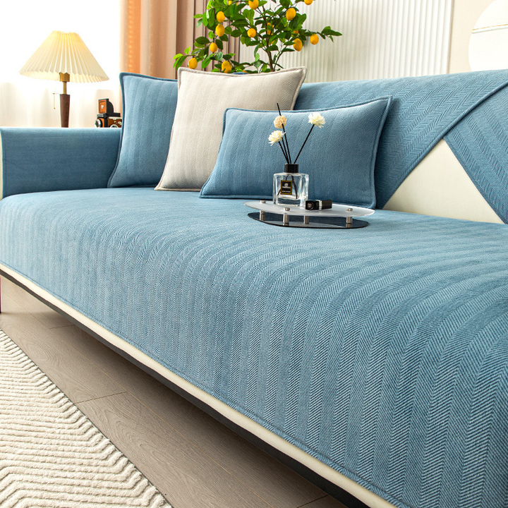 Herringbone Chenille Fabric Furniture Protector Sofa Cover | Stornfield