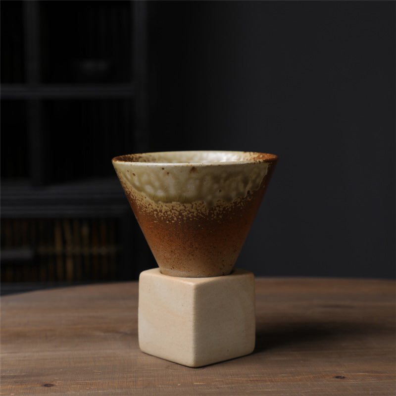 Coarse Pottery Coffee Mug with Conical Seam Base Cup & Base Set | Stornfield