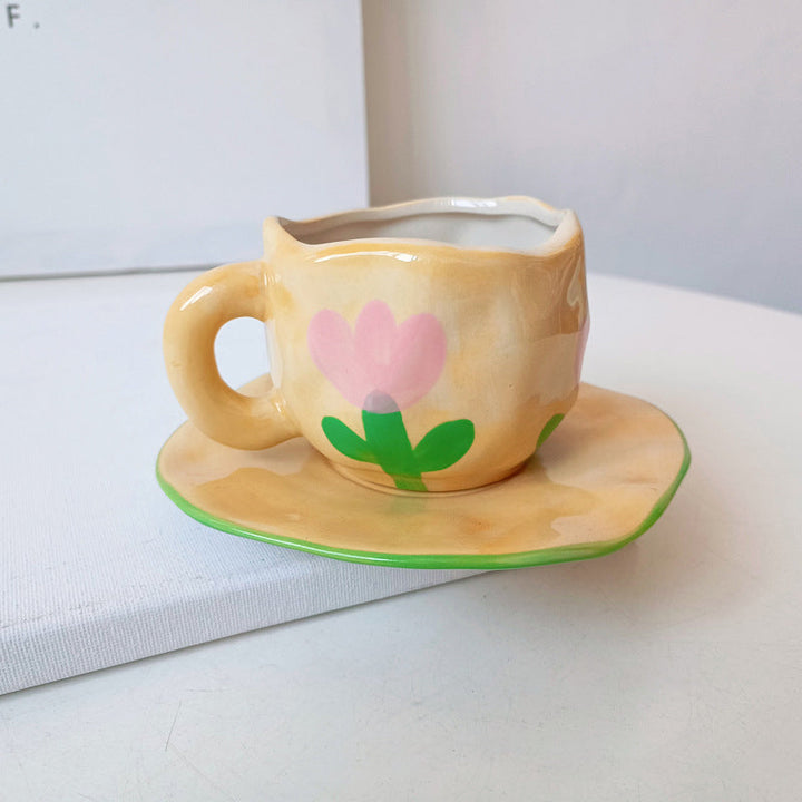 Creative hand-painted coffee cup, ceramic tea cup and saucer set | Stornfield