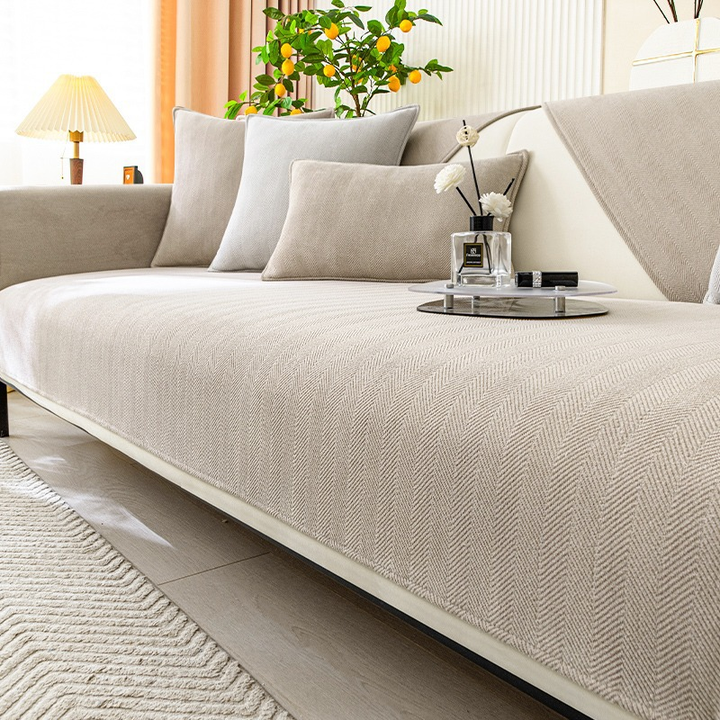 Herringbone Chenille Fabric Furniture Protector Sofa Cover | Stornfield