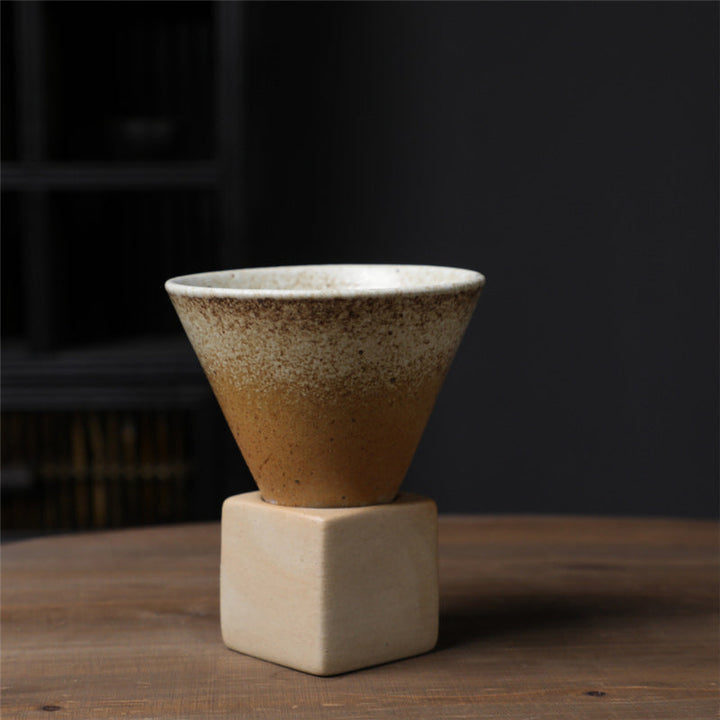 Coarse Pottery Coffee Mug with Conical Seam Base Cup & Base Set | Stornfield