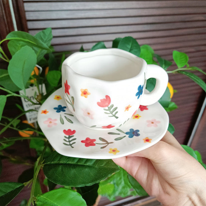 Creative hand-painted coffee cup, ceramic tea cup and saucer set | Stornfield