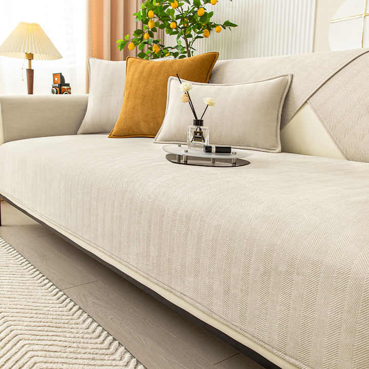 Herringbone Chenille Fabric Furniture Protector Sofa Cover | Stornfield