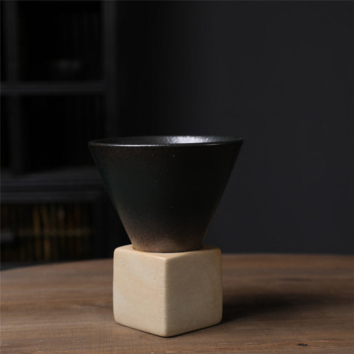 Coarse Pottery Coffee Mug with Conical Seam Base Cup & Base Set | Stornfield