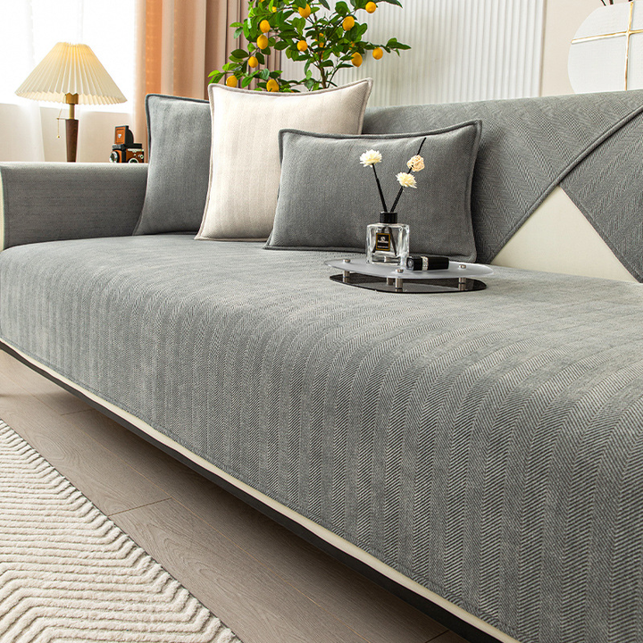 Herringbone Chenille Fabric Furniture Protector Sofa Cover | Stornfield