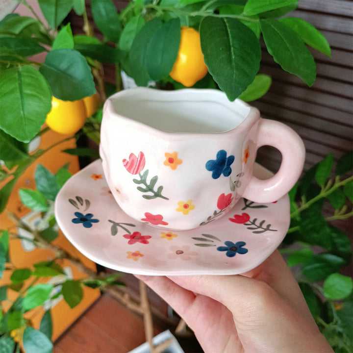 Creative hand-painted coffee cup, ceramic tea cup and saucer set | Stornfield