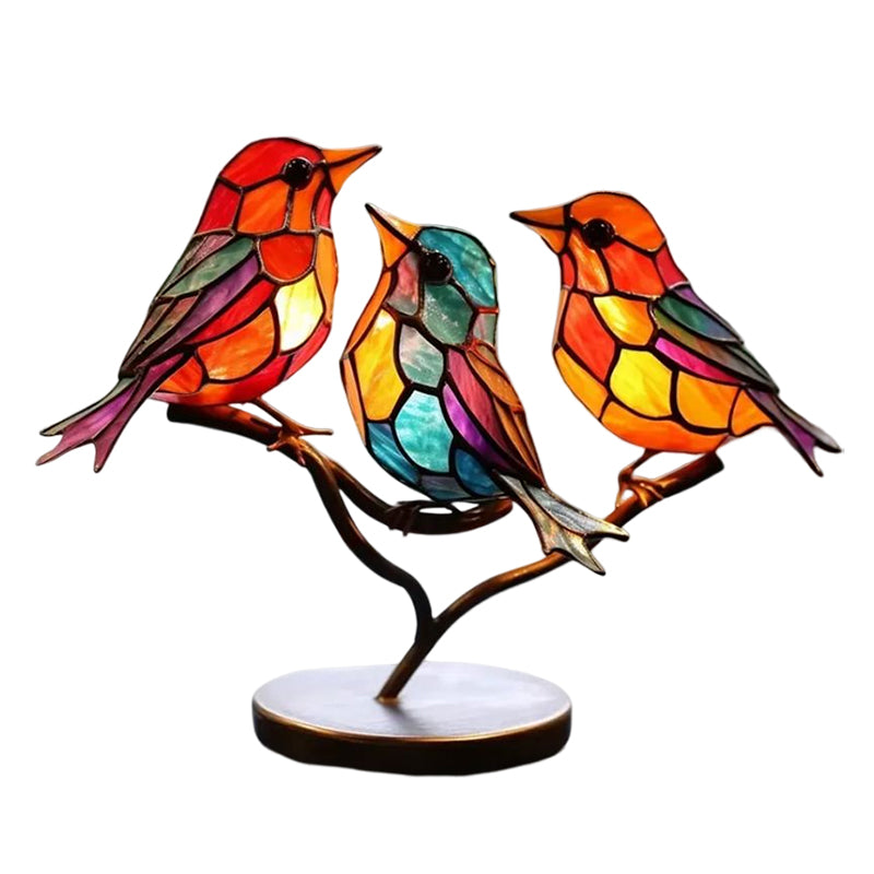 Birds on Branches Stained Glass Ornaments | Stornfield