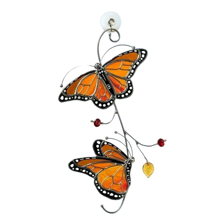 Stained Monarch Butterfly Glass Window Decor | Stornfield