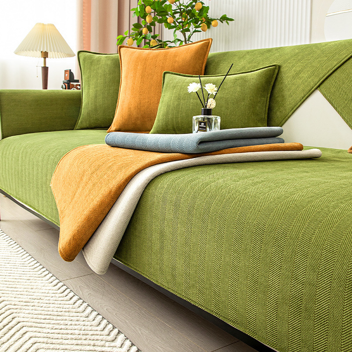 Herringbone Chenille Fabric Furniture Protector Sofa Cover | Stornfield