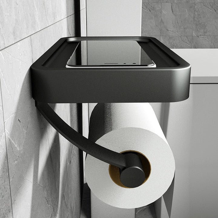 RVSPlank | Drill-Free Toilet Paper Holder with Storage Shelf Made of Stainless Steel | Stornfield