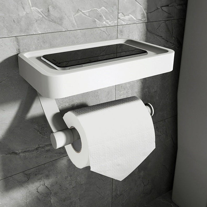 RVSPlank | Drill-Free Toilet Paper Holder with Storage Shelf Made of Stainless Steel | Stornfield